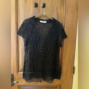 Anne Klein Vintage Women’s Blouse Button Loops in Black Size M